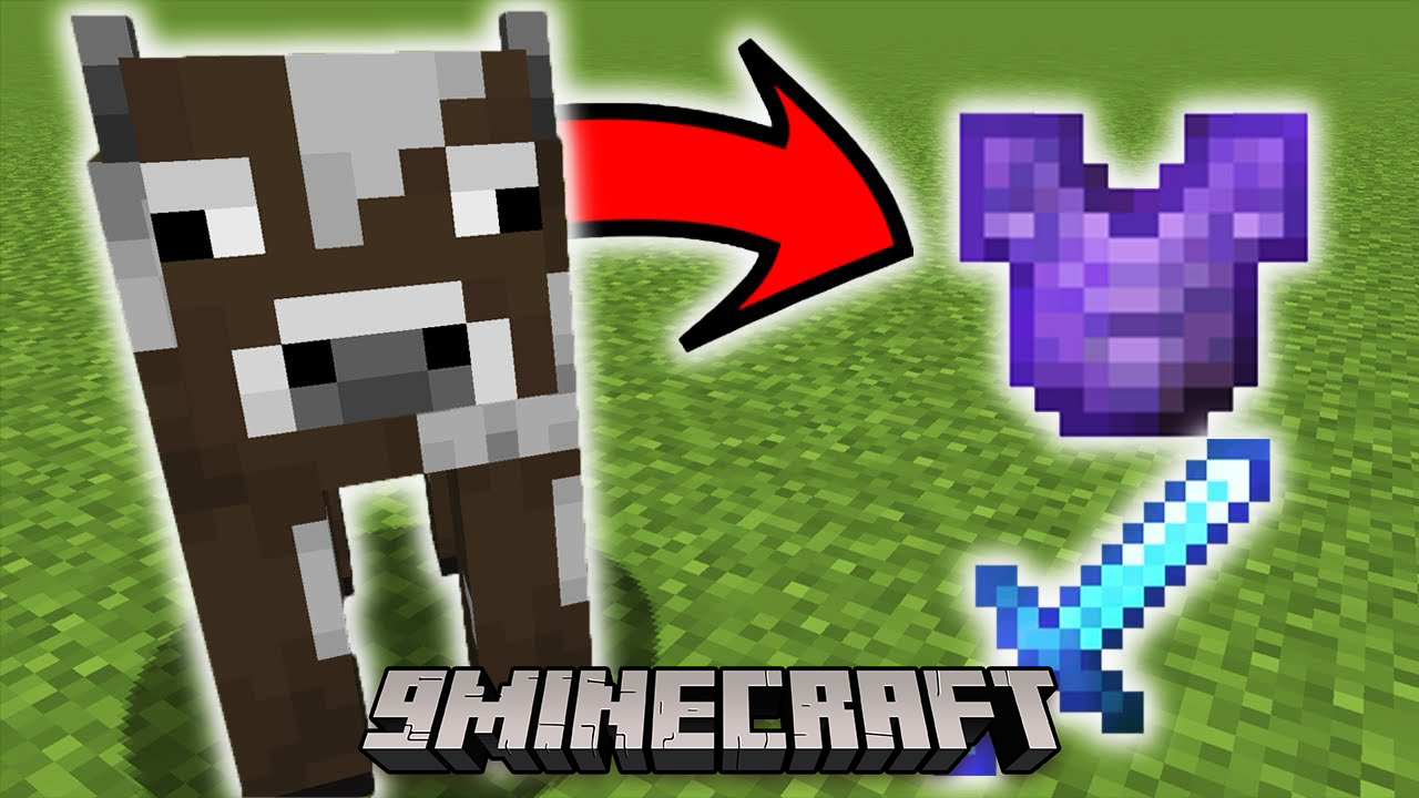 Minecraft But Cows Drop Broken Items Data Pack (1.19.3, 1.18.2) 1