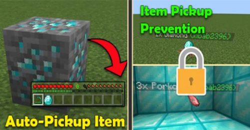 Auto Pickup Item & Item Pickup Prevention Addon (1.19) – MCPE/Bedrock Thumbnail