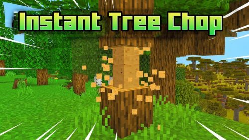 Instant Tree Chop Addon (1.20, 1.19) – MCPE/Bedrock Tree Decapitator Mod Thumbnail