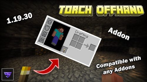 Torch OffHand Addon (1.19) – MCPE/Bedrock Mod Thumbnail