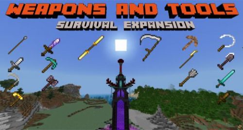 Weapons And Tools Survival Expansion Addon (1.19) – MCPE/Bedrock Mod Thumbnail