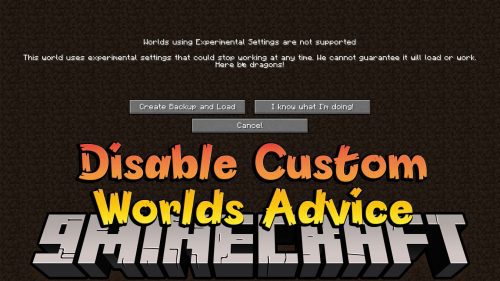 Disable Custom Worlds Advice Mod (1.21, 1.20.1) – No More Annoying Message Thumbnail