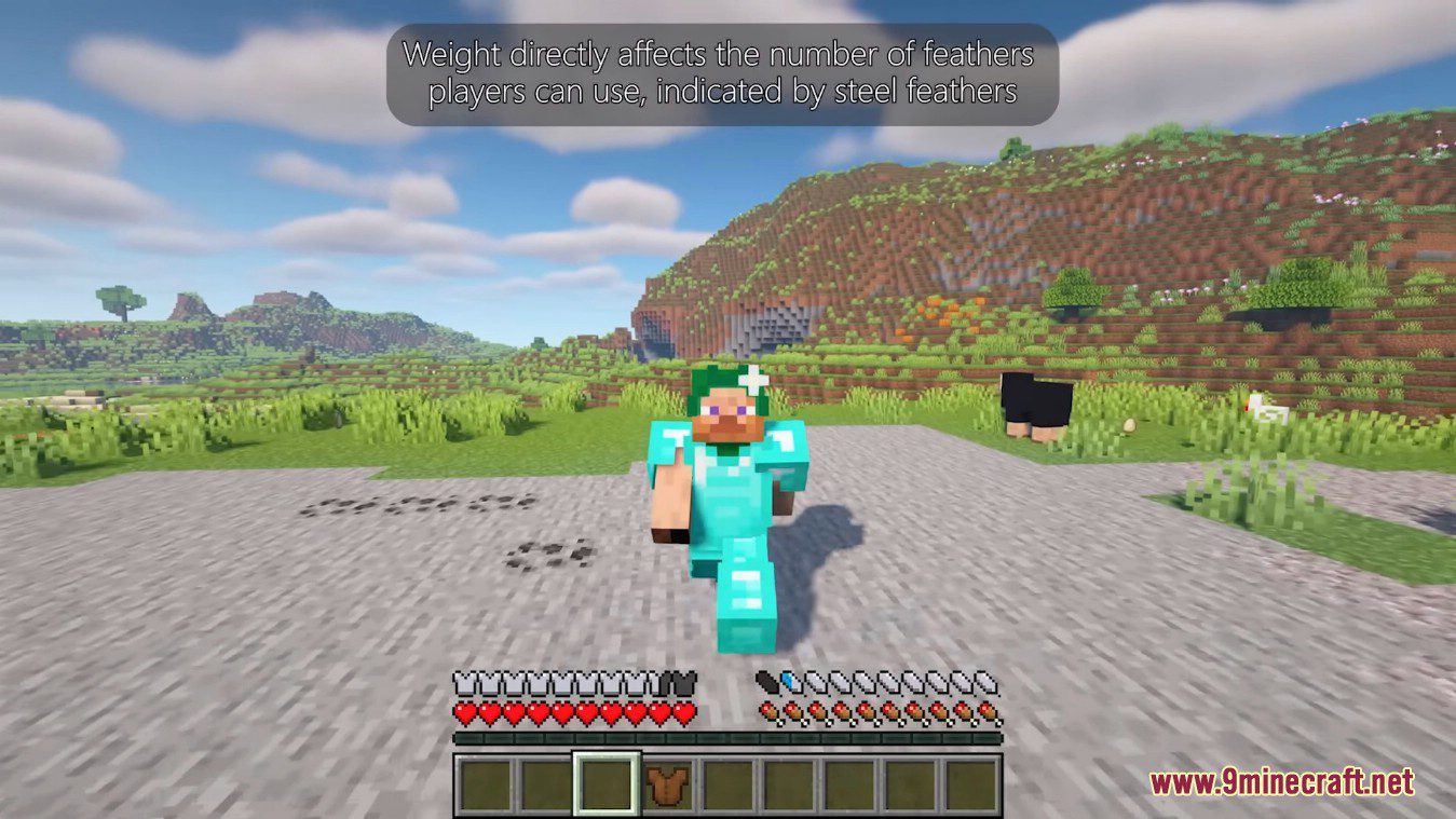 Feathers Mod (1.19.4, 1.18.2) - Simple Stamina Mechanic for Minecraft 4