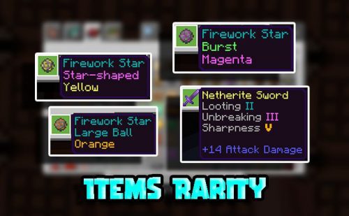 Items Rarity Addon (1.19) – MCPE/Bedrock Mod Thumbnail