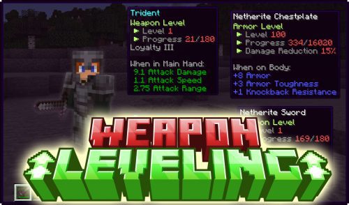 Weapon Leveling Mod (1.18.2) –  Gain More Power Thumbnail