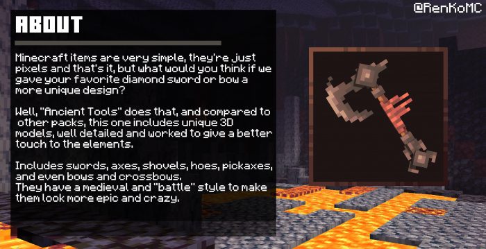 Ancient Tools Texture Pack (1.19) - 3D Items for MCPE/Bedrock 2