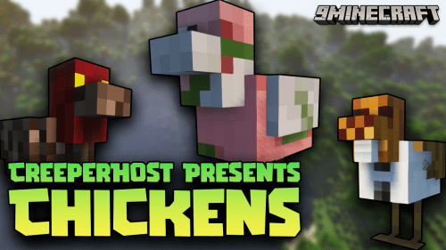 CreeperHost Presents Chickens Mod (1.19.2, 1.18.2) – Chickens Are Less Noisy Thumbnail