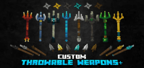 Custom Throwable Weapons+ Addon (1.19) – MCPE/Bedrock Mod Thumbnail