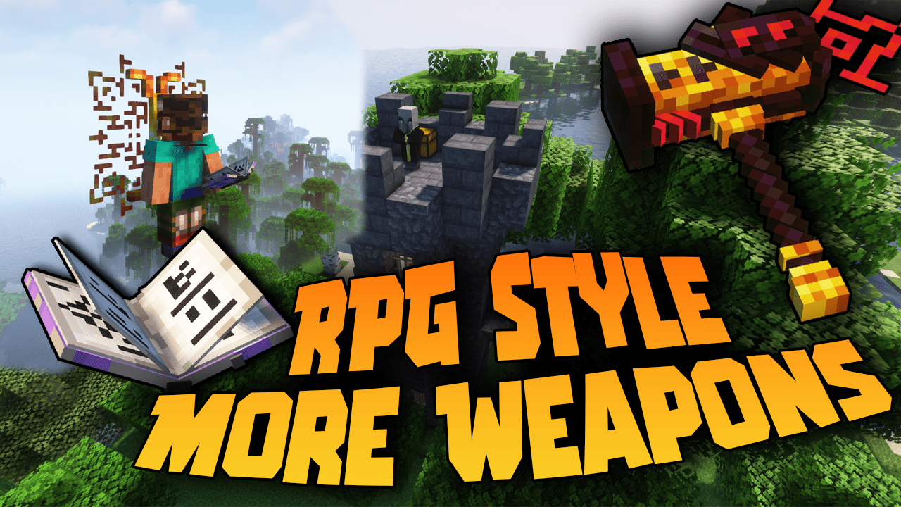 RPG style More Weapons Mod (1.19.4, 1.18.2) - A Varied Selection Of Weapons 1