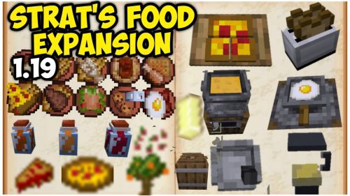 Strat’s Food Expansion Addon (1.20, 1.19) – MCPE/Bedrock Mod Thumbnail