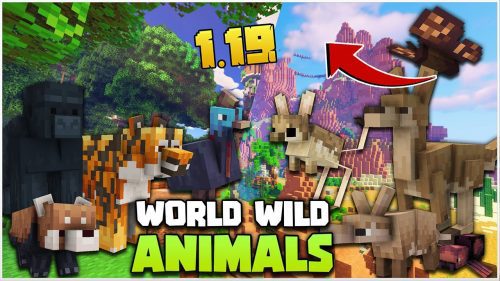 World Wild Animals Addon (1.19) – MCPE/Bedrock Mod Thumbnail