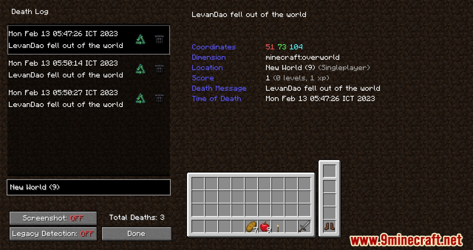 DeathLog Mod (1.20.4, 1.19.4) - Tracks Your Deaths In All Worlds 6