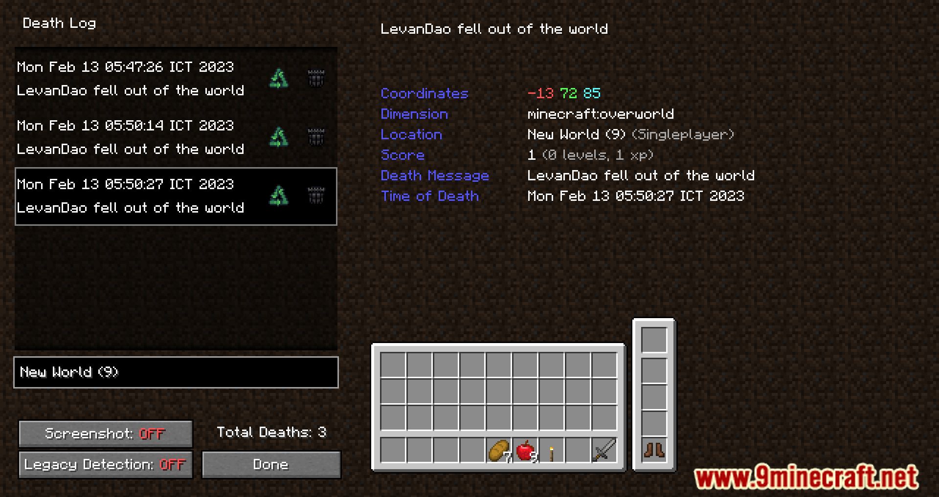 DeathLog Mod (1.20.4, 1.19.4) - Tracks Your Deaths In All Worlds 7