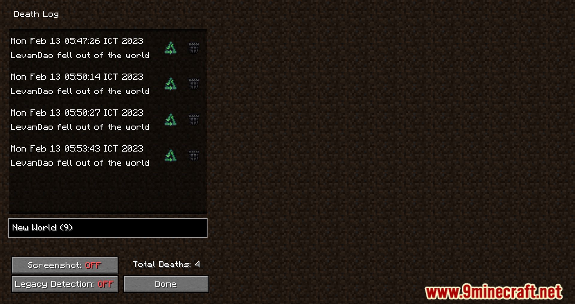 DeathLog Mod (1.20.4, 1.19.4) - Tracks Your Deaths In All Worlds 10