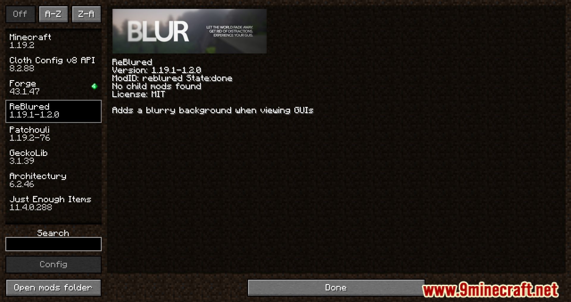 ReBlured Mod (1.20.4, 1.19.4) - Gaussian Blur Shader To The Background 2