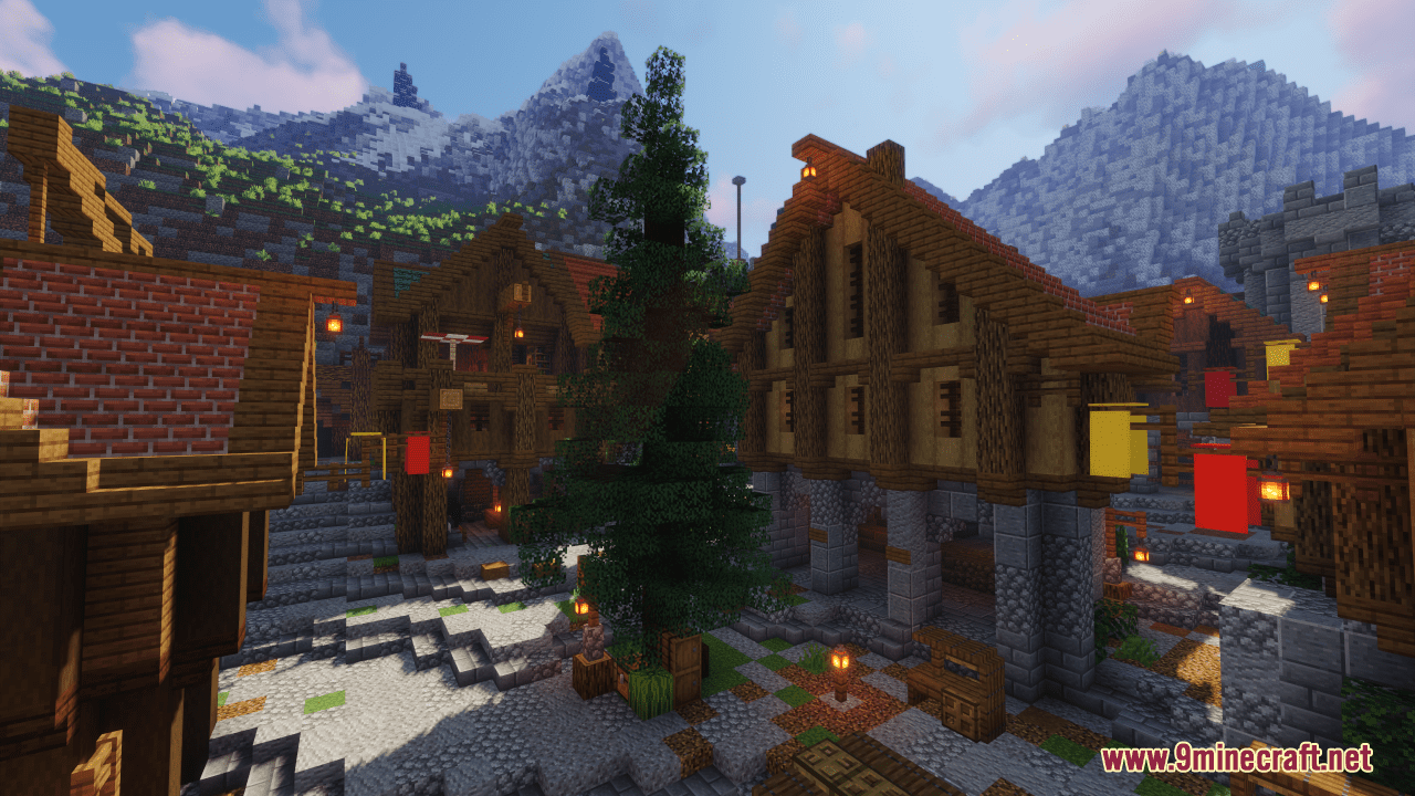 The Mountains Village Map (1.21.1, 1.20.1) - Medieval Survival Base 9