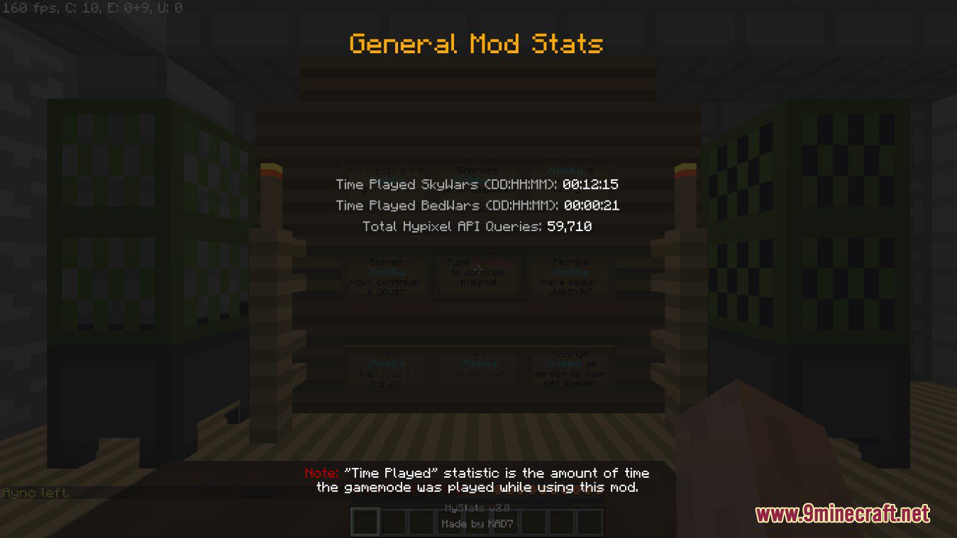 HyStats Mod (1.8.9) - BedWars, SkyWars Stat HUD, Stat Tracking 8