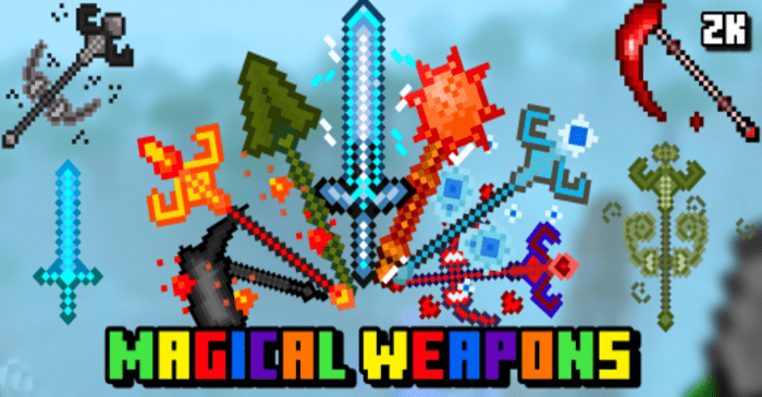 Magical Weapons Addon (1.20, 1.19) - MCPE/Bedrock Mod 1