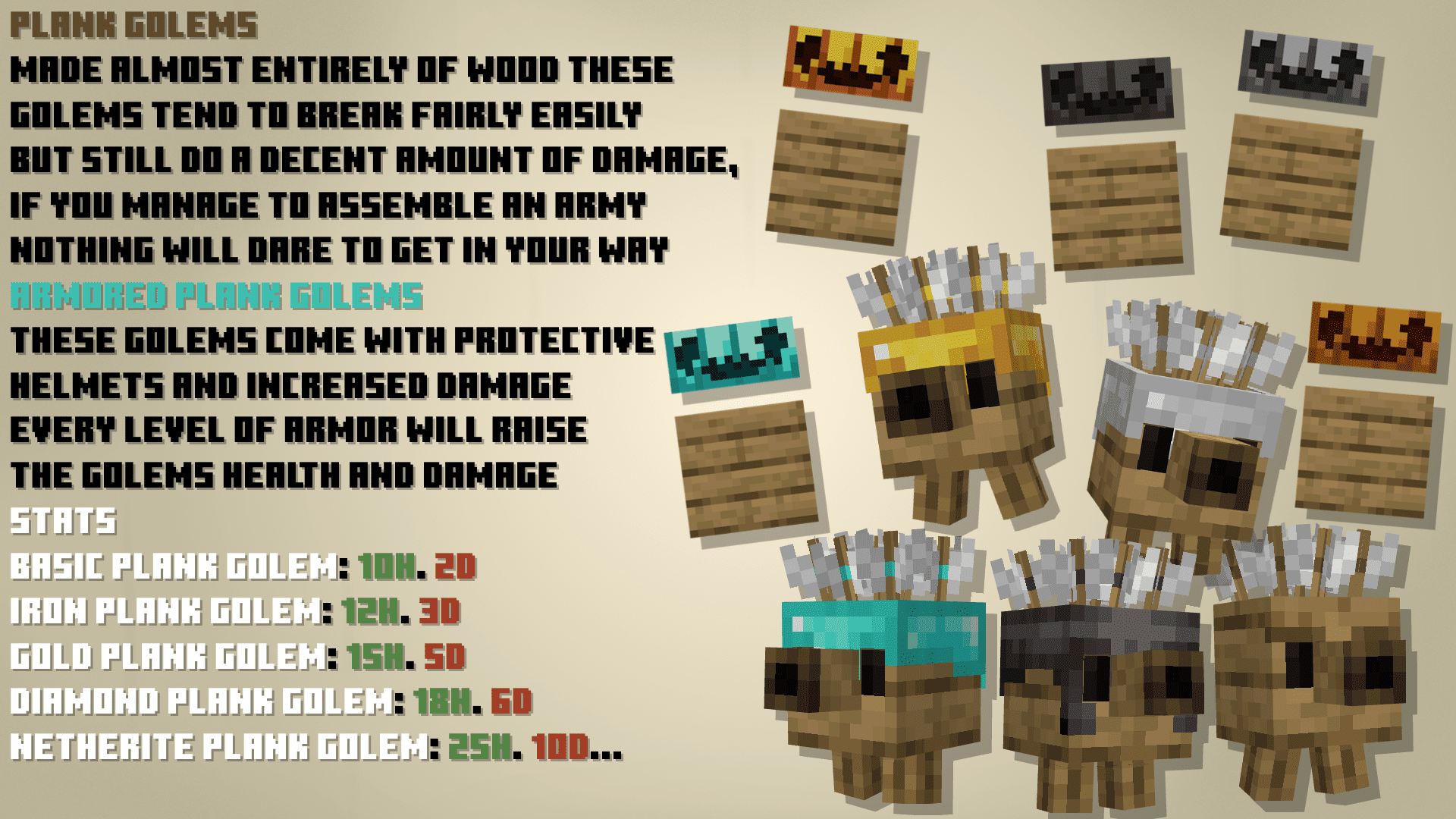 Miny Golems Mod (1.19.2) - Golem from Minecraft Legends 2