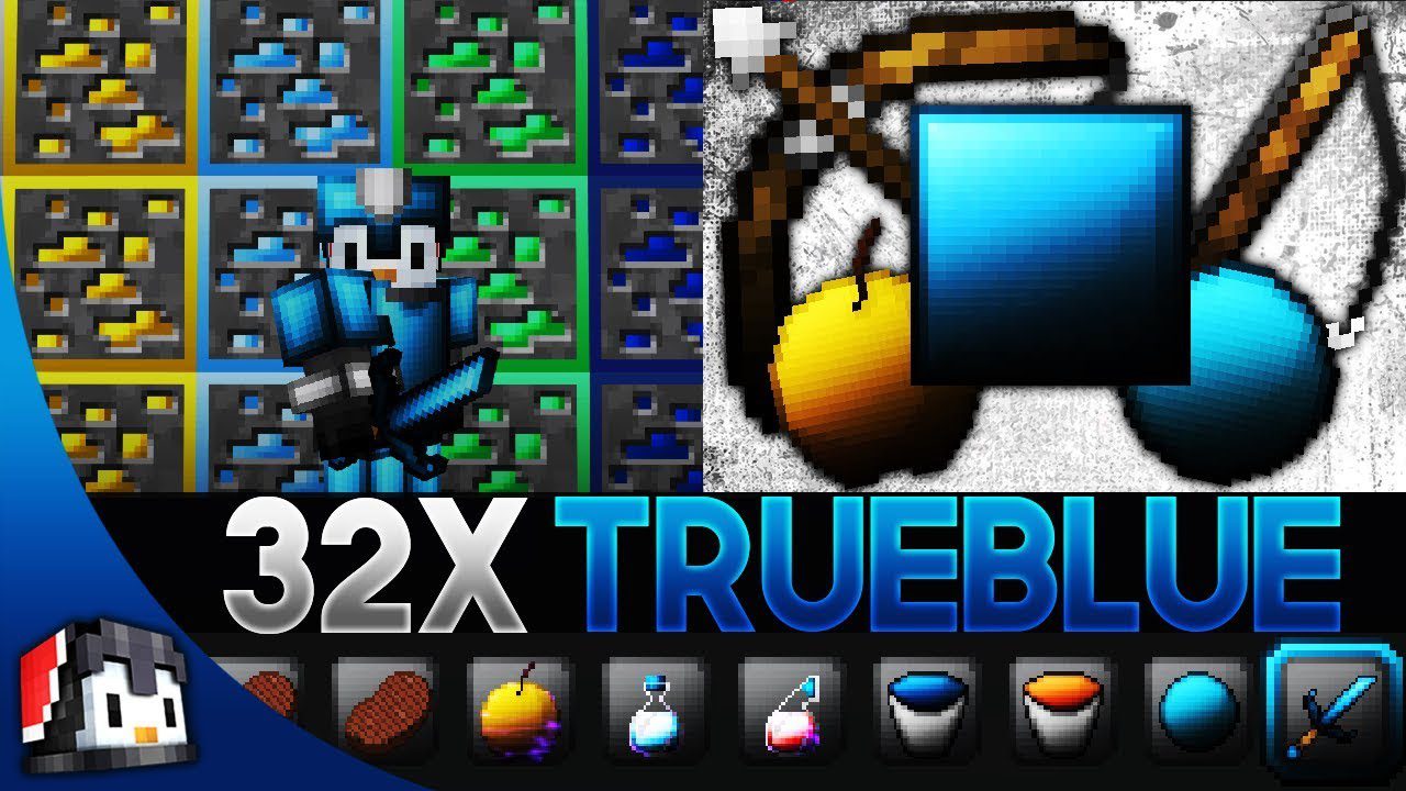 TrueBlue [32x] Texture Pack (1.19) - MCPE/Bedrock PvP Pack 1