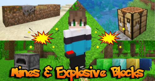 Mines And Explosive Blocks Addon (1.21, 1.20) – MCPE/Bedrock Mod Thumbnail