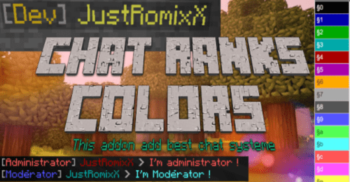 Chat-Name Colors + Ranks Addon (1.20) – MCPE/Bedrock Mod Thumbnail