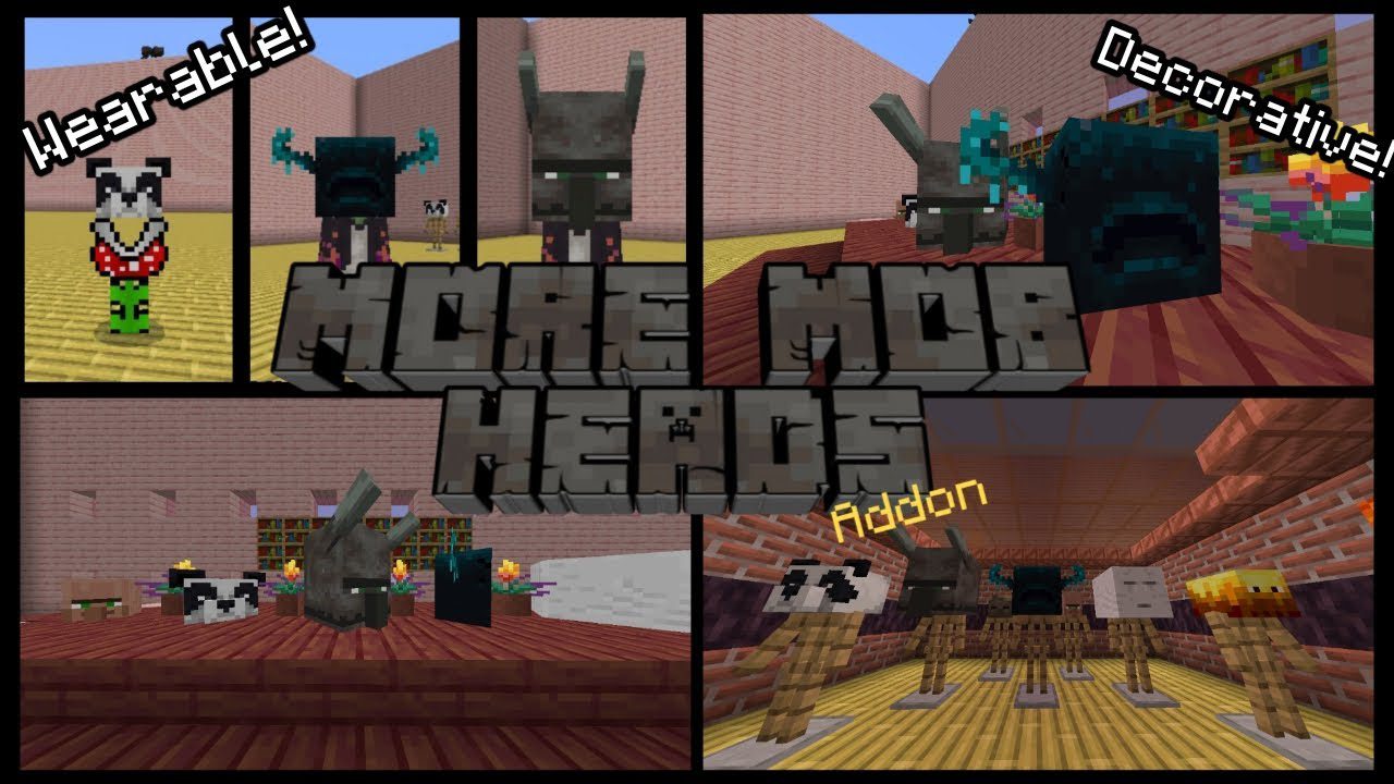 More Mob Heads Addon (1.20, 1.19) - MCPE/Bedrock Mod 1