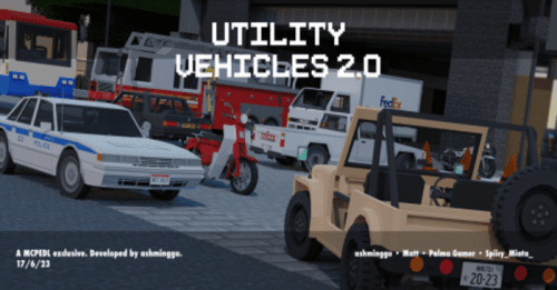 Utility Vehicles Addon (1.20, 1.19) – MCPE/Bedrock Mod Thumbnail