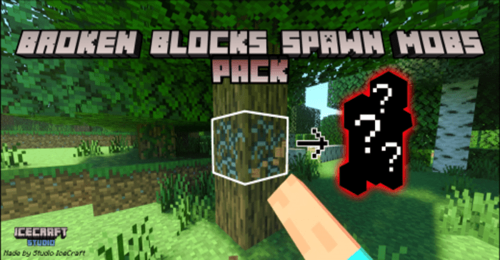 Broken Blocks Spawn Mobs Addon (1.20) - MCPE/Bedrock Mod 1