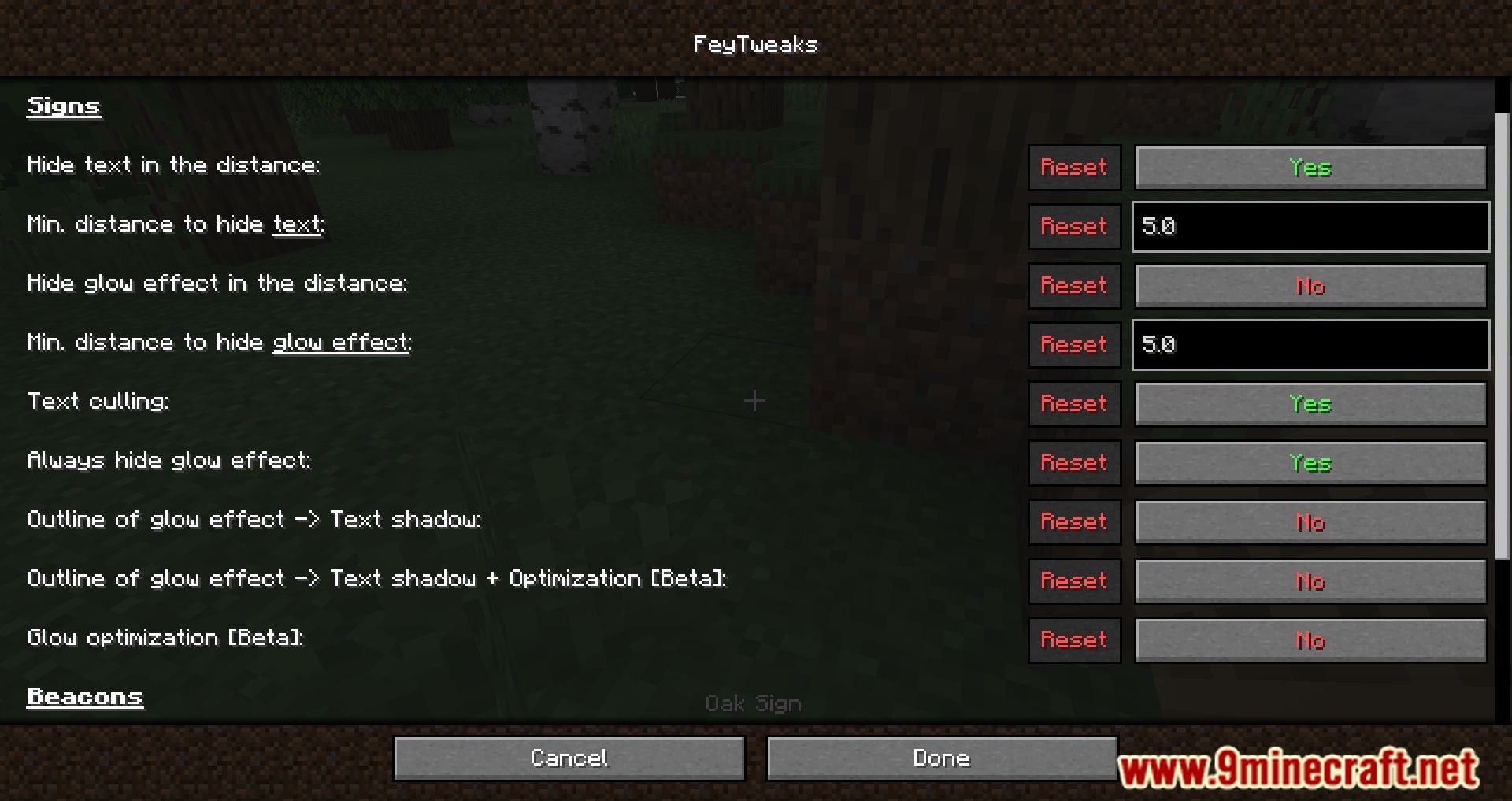 FeyTweaks Mod (1.21.1, 1.20.1) - Optimizing Signs And Beacons 3