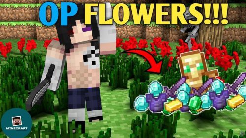 Minecraft But Flowers Drop OP Loots Addon (1.20) – MCPE/Bedrock Mod Thumbnail