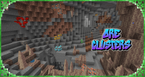 Ore Clusters Addon (1.20) – MCPE/Bedrock Mod Thumbnail