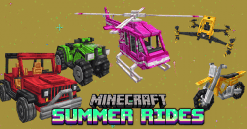 Summer Ride Vehicles Addon (1.20, 1.19) – MCPE/Bedrock Mod Thumbnail