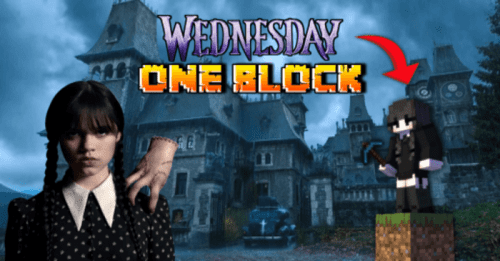 Wednesday One Block Map (1.20, 1.19) – MCPE/Bedrock Thumbnail