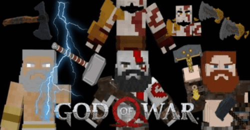 God of War Weapons and Mythic Gods Addon (1.20, 1.19) – MCPE/Bedrock Mod Thumbnail