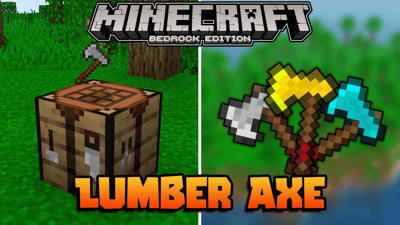 Lumber Axe Bedrock Addon (1.20, 1.19) - MCPE Lumberjack Mod 1