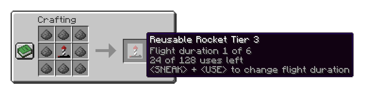 Reusable Rockets Mod (1.20.4, 1.19.4) - Recharge Rockets with Gunpowder 2