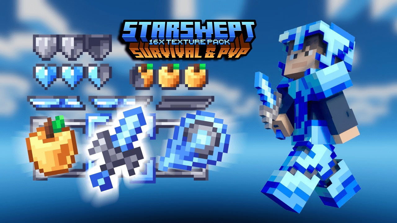 StarSwept [16x] Texture Pack (1.20, 1.19) - Bedrock Survival & PvP Pack 1