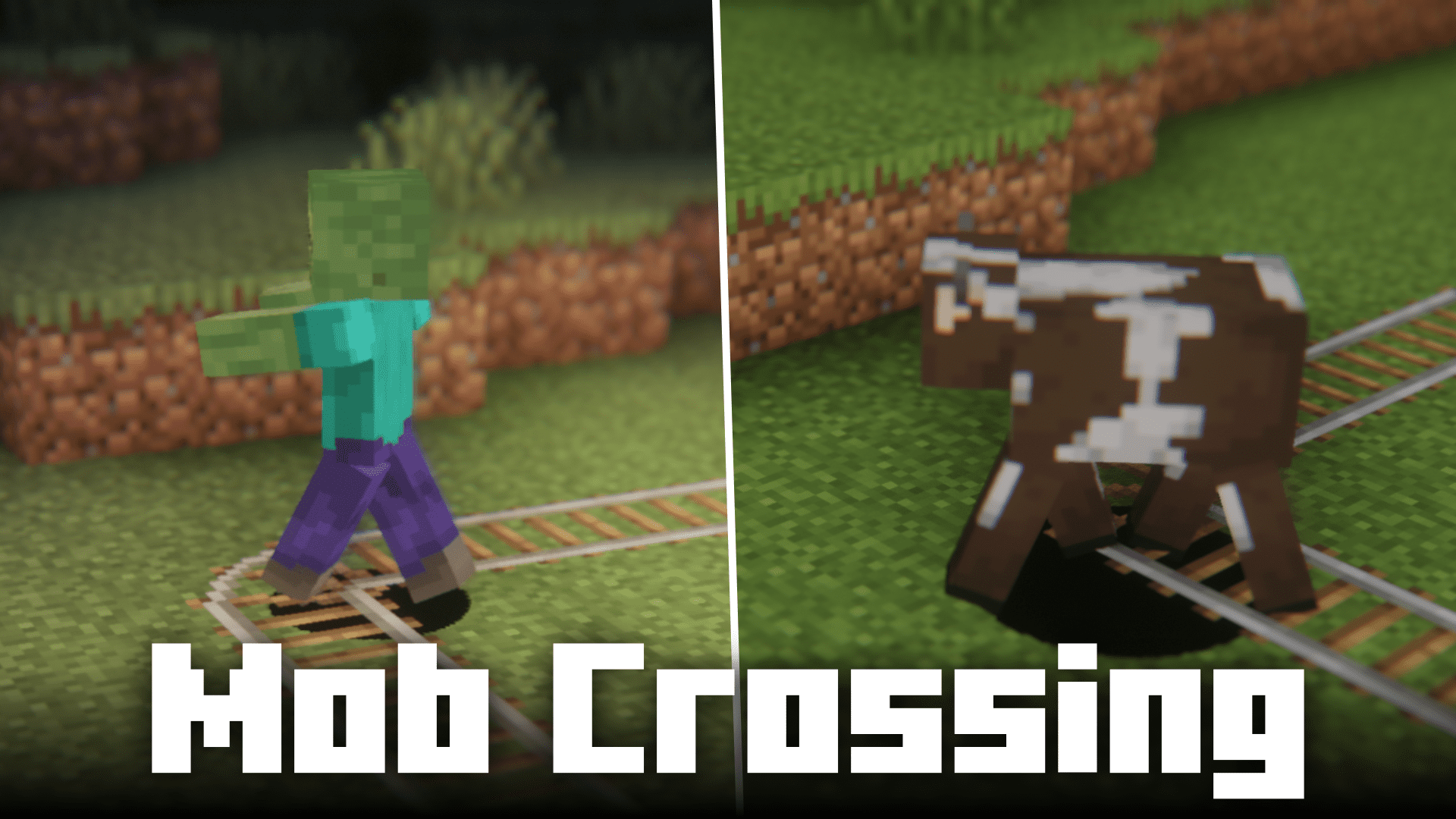 Mob Crossing Mod (1.20.6, 1.20.1) - Mobs Can Walk Across Rails 1