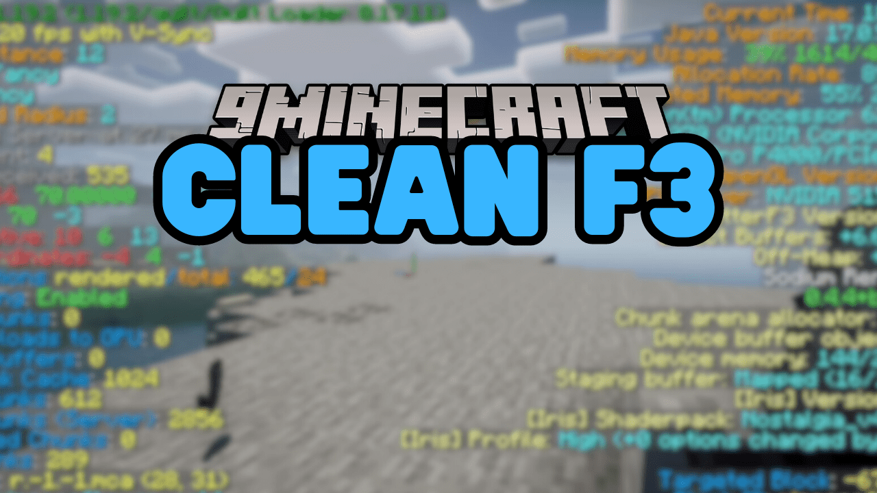 Clean F3 Mod (1.20.4, 1.19.4) - Uncluttered Debug Screen 1