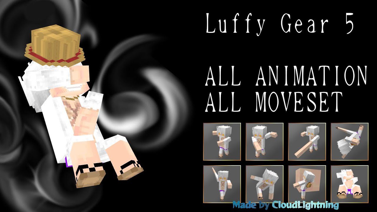 Luffy Gear 5 Addon (1.20, 1.19) - All Animation & Movement Set 1