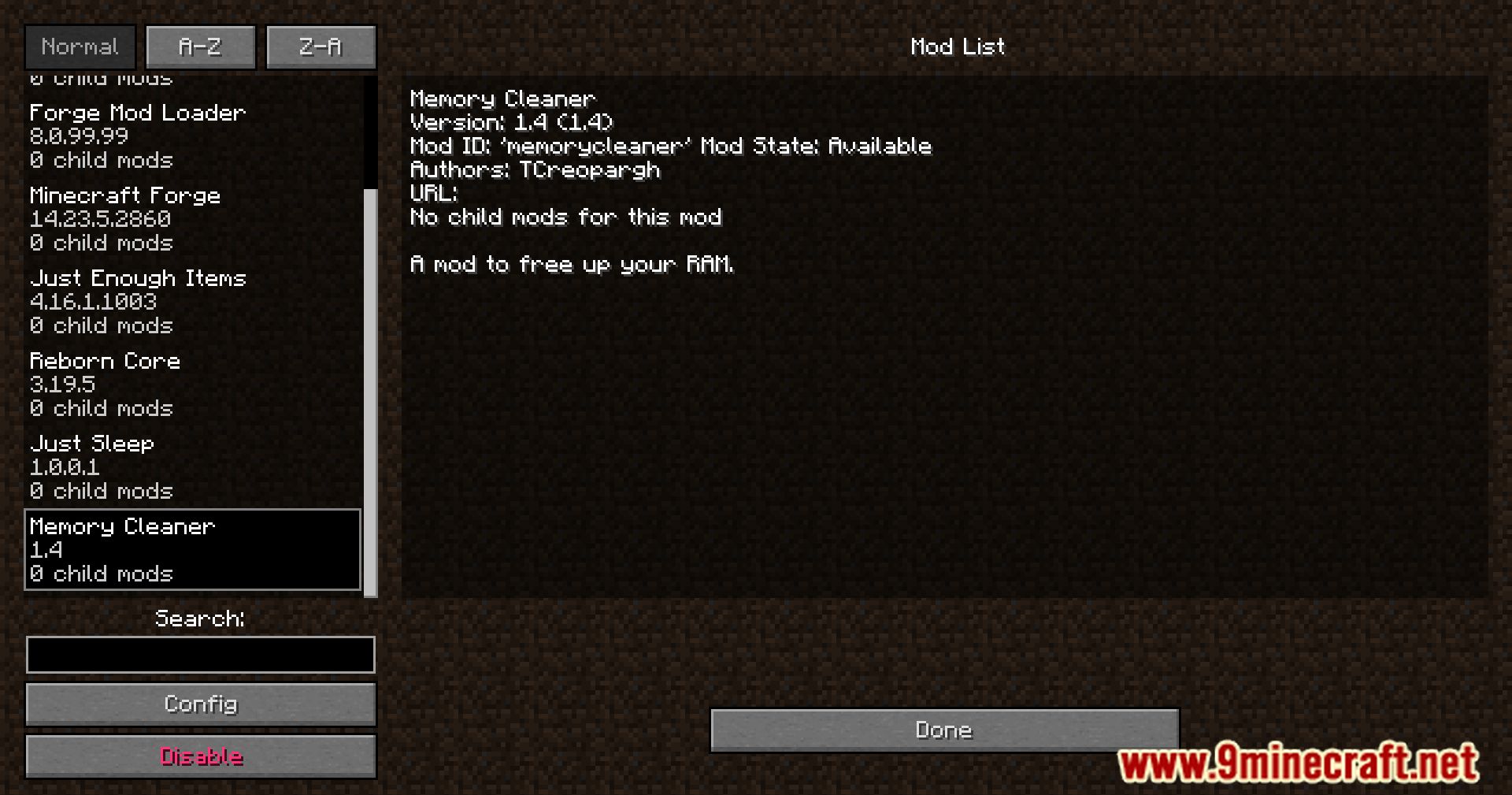 Memory Cleaner Mod (1.12.2) - Memory Maintenance Made Easy 2