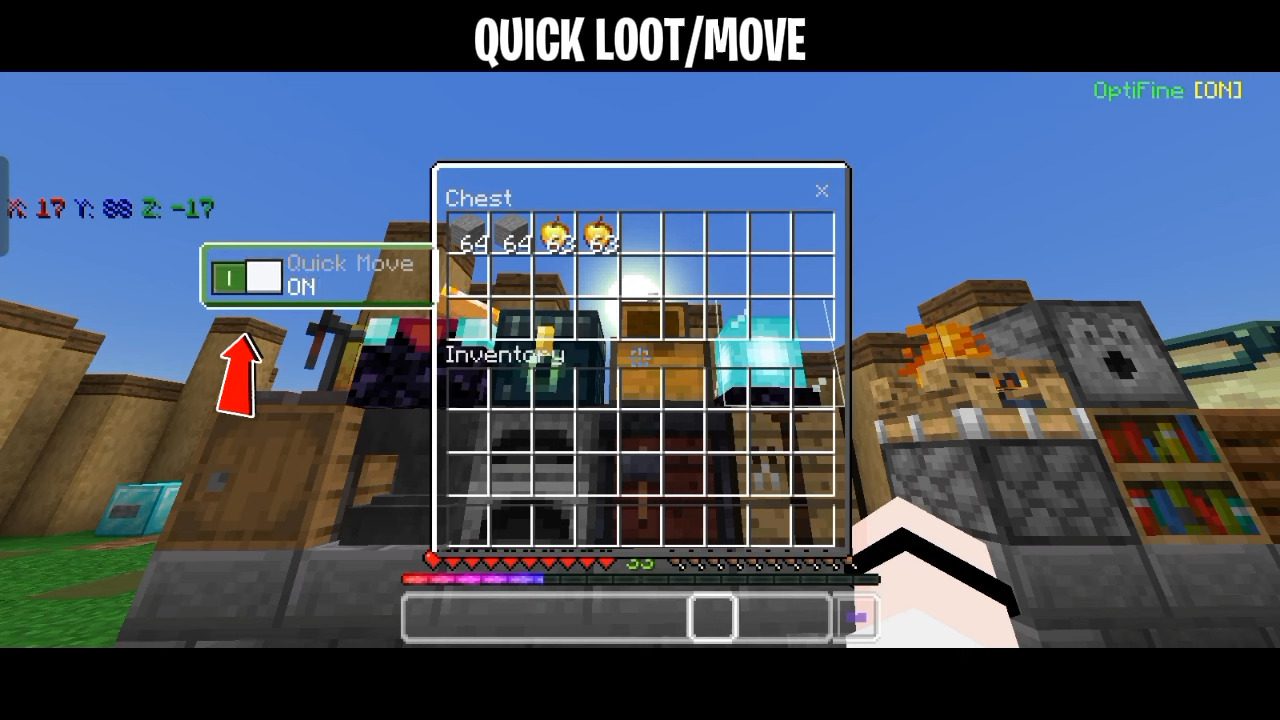 Optifine++ V4 (1.20) - Fps Boost, Quick Loot, Clean UI 6