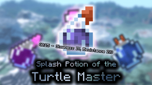 Splash Potion of the Turtle Master (0:15 – Slowness VI, Resistance IV) – Wiki Guide Thumbnail