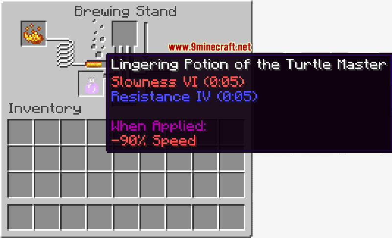 Lingering Potion of the Turtle Master (0:05 - Slowness VI, Resistance IV) - Wiki Guide 11