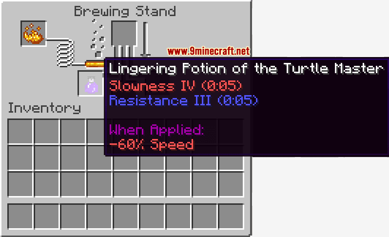 Lingering Potion of the Turtle Master (0:05 - Slowness IV, Resistance III) - Wiki Guide 11