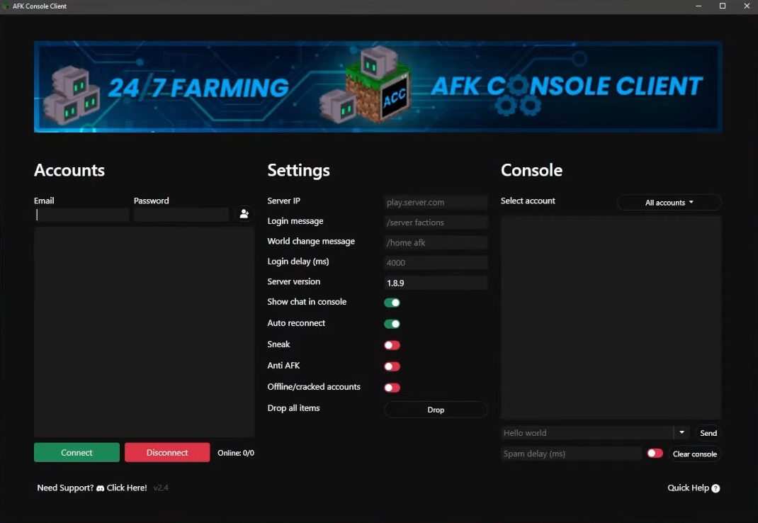 AFK Console Client Tool - Easily AFK on Minecraft Servers 3