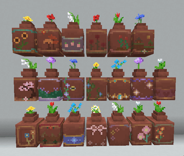 Hand-Painted Flower Pots Texture Pack (1.20, 1.19) - MCPE/Bedrock 5