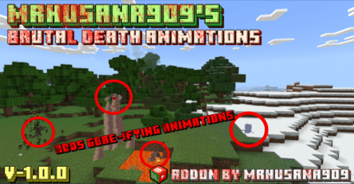 MrHusana909's Brutal Death Animations Addon (1.20, 1.19) - MCPE/Bedrock Mod 1