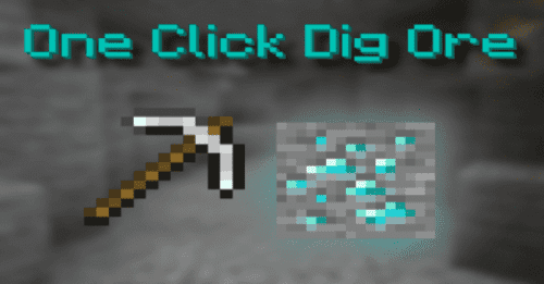 One Click Dig Ore Addon (1.20) – MCPE/Bedrock Script Thumbnail